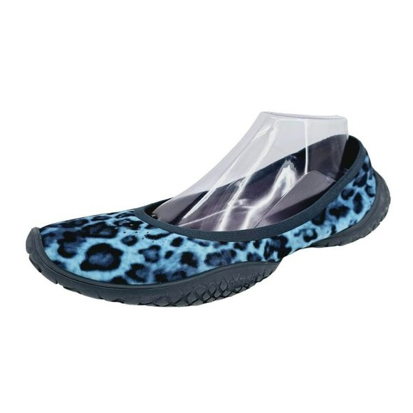 LISSOM Flytes 11.5 Ballet Flats Blue Leopard Print Navy Soles Slip On Comfort - Picture 14 of 15